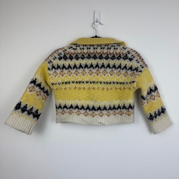 A.L.C. Womens Landry Fair Isle Nordic 100% Merino Wool Yellow Sweater XS READ - Picture 2 of 12